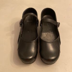 DANSKO Black Leather Mary Jane Clogs 38 - US 8.5.